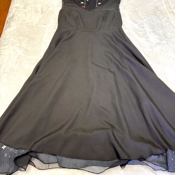 Piccione Piccione by Silvian Heach Black Floral Midi Sleeveless Dress Sz L - Picture 11 of 16